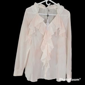 Nwt High by Claire Campbell Cotton/Silk Blend Camicia Florette Buttoned Blouse